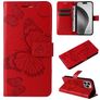 Mobigear Butterfly iPhone 16 Pro Max Cover a libro portafoglio - Rosso