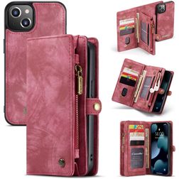 CaseMe 008 iPhone 13 Mini Cover Aftageligt 2-i-1-pungetui med Seddelrum - Rød