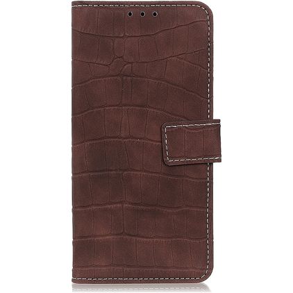 Mobigear Croco HTC Desire 20 Pro Cover a libro portafoglio - Marrone