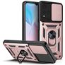 Mobigear Armor Ring Cam Slide Vivo Y33s Hårdt Bagsidecover Stødsikkert med ringholder og Camera Slider - Rosaguld