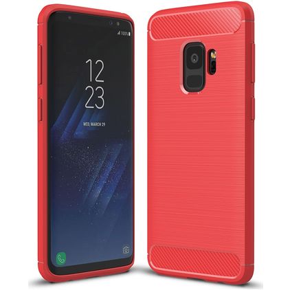 Mobigear Brushed Slim Samsung Galaxy S9 Fleksibel TPU Bagsidecover - Rød