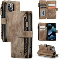 CaseMe C30 iPhone 13 Mini Plånboksfodral med sedelfack - Brun