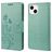 Mobigear Flowers iPhone 14 Funda tipo libro Cartera - Verde