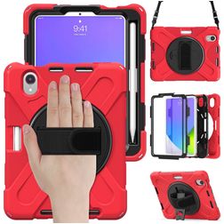 Mobigear SureGrip XGuard iPad Mini 6 (2021) Etui Tworzywo sztuczne / Silikon Etui plecki + Uchwyt na rysik + Pasek na ramię + Podstawka - Czerwony