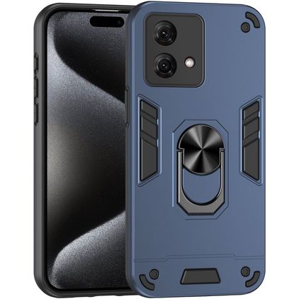 Mobigear Armor Ring Motorola Moto G84 Hardcase Back cover Antiurto con anello - Blu