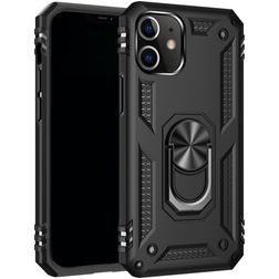 Mobigear Armor Ring iPhone 12 Pro Max Plástico rígido Capa traseira Antichoque com anel - Preto