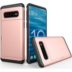 Mobigear Card Samsung Galaxy S10 Plus Funda Plástico rígido Carcasa Antigolpes con tarjetero - Oro rosa