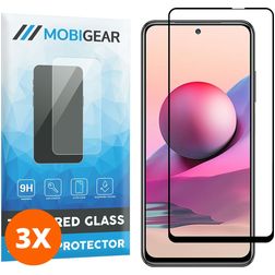 Mobigear Premium Xiaomi Redmi Note 10S Glas Skærmbeskytter - Case Friendly - Sort (3-pak)