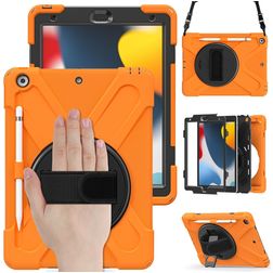 Mobigear SureGrip XGuard iPad 8 (2020) Kova muovi / Silikoni Suojakuori + Kynänpidike + Olkahihna + Teline - Oranssi