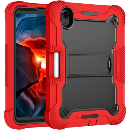 Mobigear ShieldStand iPad Mini 6 (2021) Cover Hård plast / Silikone Bagsidecover + Stylus-holder + Stander - Sort / Rød