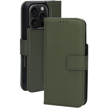 Mobiparts iPhone 16 Pro MagSafe Cover Ægte læder Aftageligt 2-i-1-pungetui med Seddelrum - Grøn