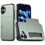 Mobigear Card iPhone 16 Hardcase Back cover Antiurto con portacarte - Verde