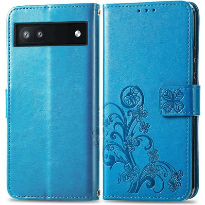 Mobigear Clover Google Pixel 6a Knížkové pouzdro Peněženka - Modrá