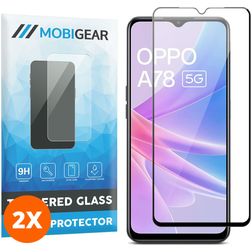 Mobigear Premium OPPO A78 Vidro temperado Película de ecrã - Compatível com capas - Preto (Pack de 2)