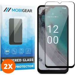Mobigear Premium Nokia C32 Härdat glas Skärmskydd - Skalvänligt - Svart (2-pack)