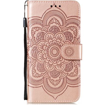 Mobigear Mandala Motorola Moto E6s (2020) Capa livro Carteira - Rosa dourado