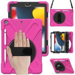 Mobigear SureGrip XGuard iPad 9 (2021) Plastica rigida / Silicone Back cover + Portapenna + Tracolla + Supporto - Rosa