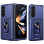 Mobigear Armor Ring Cam Slide Samsung Galaxy Z Fold 7 Plástico rígido Capa traseira Antichoque com anel e tampa deslizante para câmara - Azul