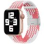 Mobigear Braided Nylon Apple Watch Strap Clamp closure - 42/41/40/38 mm - White / Pink