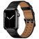 Mobigear Milano Aito nahka Apple Watch Ranneke Solki - 42/41/40/38 mm - Musta
