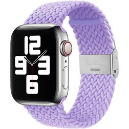 Mobigear Braided Nailon Apple Watch Ranneke Säädettävä taittolukko - 49/46/45/44 mm - Violetti