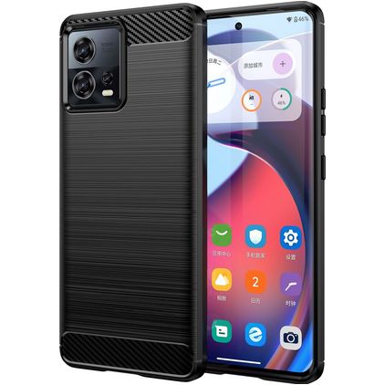 Mobigear Brushed Slim Motorola Edge 30 Fusion TPU flexible Carcasa - Negro
