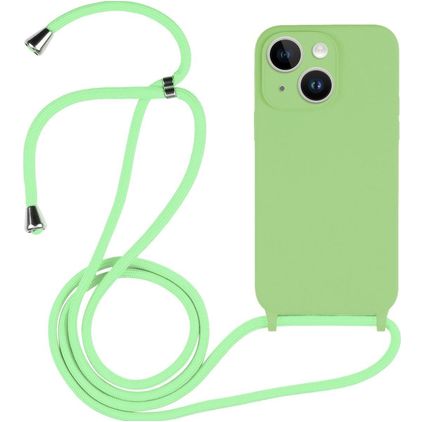 Mobigear Lanyard iPhone 14 Silicone Capa com cordão - Verde