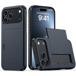 Mobigear Card iPhone 18 Pro Funda Plástico rígido Carcasa Antigolpes con tarjetero - Azul