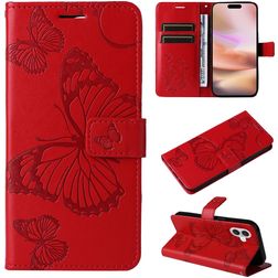 Mobigear Butterfly iPhone 16 Plus Pungetui med Seddelrum - Rød