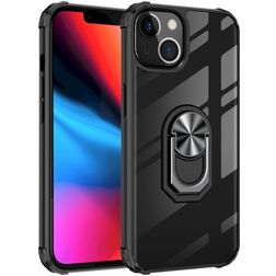 Mobigear Crystal Ring iPhone 14 Pro Hardcase Back cover con anello - Trasparente / Nero