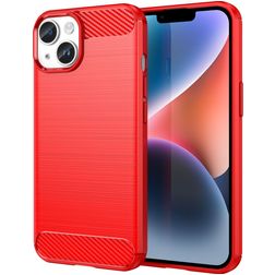 Mobigear Brushed Slim iPhone 15 Plus Elastyczne TPU Etui plecki - Czerwony