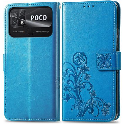 Mobigear Clover POCO C40 Funda tipo libro Cartera - Azul