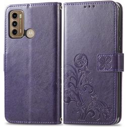 Mobigear Clover Motorola Moto G60 Cover a libro portafoglio - Viola