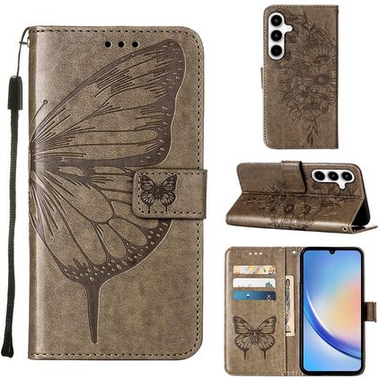 Mobigear Butterfly Samsung Galaxy A35 Funda tipo libro Cartera - Gris