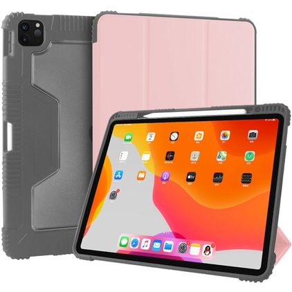 Mutural Tri-Fold Tough iPad Pro 12,9 pollici (2022) Cover a libro + Portapenna - Nero / Oro rosa