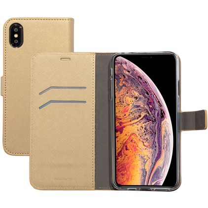 Mobiparts Saffiano Wallet iPhone XS Max Wallet case - Gold