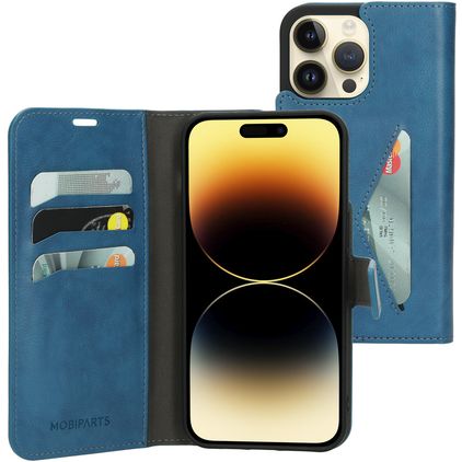 Mobiparts Classic Wallet iPhone 14 Pro Max Plånboksfodral med sedelfack - Steel Blue