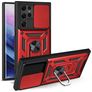 Mobigear Armor Ring Cam Slide Samsung Galaxy S22 Ultra Hard Case Back cover Shockproof with Ring Holder - Red