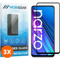 Mobigear Premium Realme Narzo 30 5G Glas Skærmbeskytter - Case Friendly - Sort (3-pak)
