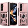 Mobigear Armor Ring Cam Slide Samsung Galaxy Z Fold 8 Ultra Funda Plástico rígido Carcasa Antigolpes con anillo y tapa deslizante para cámara - Oro rosa