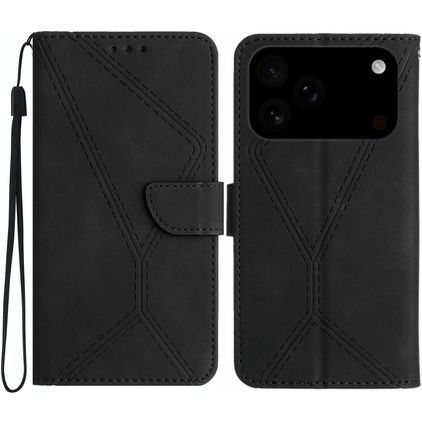 Mobigear Stitch iPhone 17 Pro Max Pungetui med Seddelrum - Sort