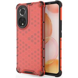 Mobigear Honeycomb HONOR 50 Hårdt Bagsidecover Stødsikkert - Rød