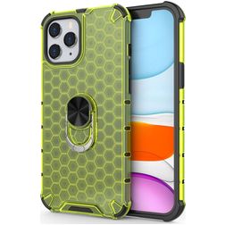 Mobigear Honeycomb Ring iPhone 12 Pro Max Fodral Hårdplast Skal Stötsäkert med ringhållare - Grön