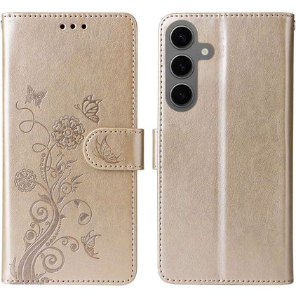Mobigear Flowers Samsung Galaxy S24 FE Wallet case - Gold