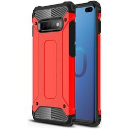 Mobigear Outdoor Samsung Galaxy S10 Plus Kova Suojakuori Iskunkestävä - Punainen