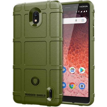 Mobigear Rugged Shield Nokia 1 Plus TPU flessibile Back cover Antiurto - Verde militare
