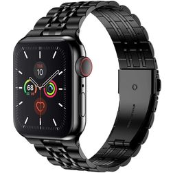 Mobigear Monaco Rustfrit stål Apple Watch Urrem Sommerfuglelås - 42/41/40/38 mm - Sort