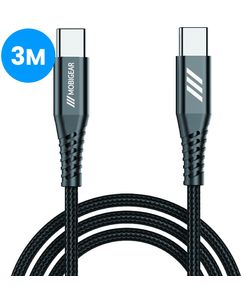 Mobigear Nylon USB-C till USB-C Kabel 3 m - Svart