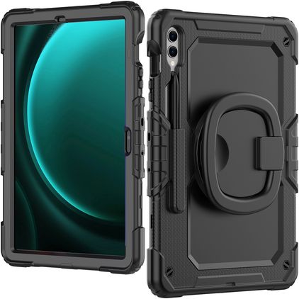 Mobilize Rotating Defender Samsung Galaxy Tab S9 Plus Case Plastic / Silicone Back cover + Shoulder Strap + Stand - Black