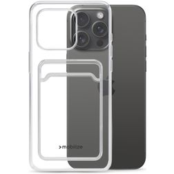 Mobilize Gelly Card Transparente iPhone 15 Pro Max TPU flexível Capa traseira com porta-cartões - Transparente